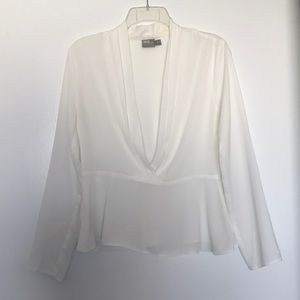 Sheer Long sleeve low cut blouse